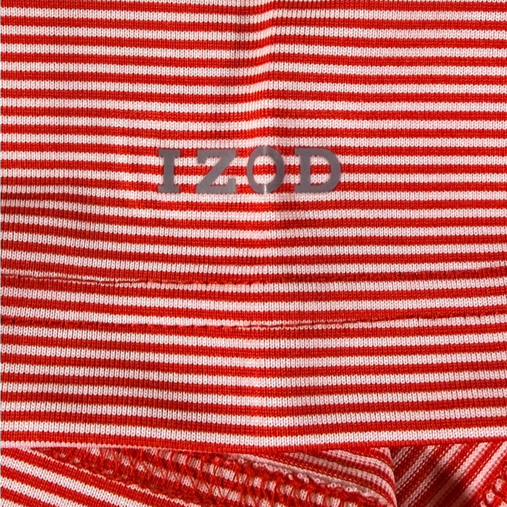 NWT Izod Golf Short Sleeve Polo Men's Red Striped Golf Size Large - Picture 7 of 14